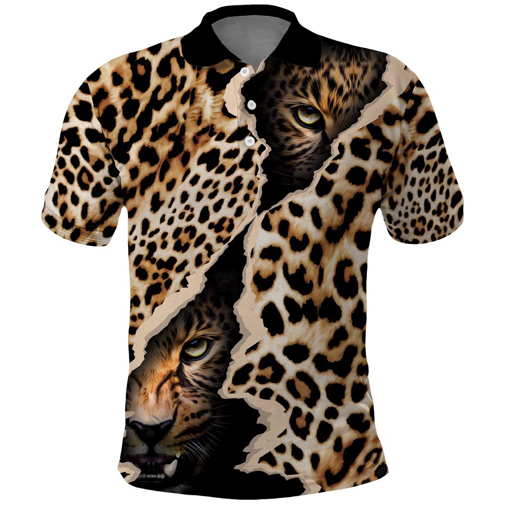 Afro Leopard Skin Pattern Polo Shirt Version 02