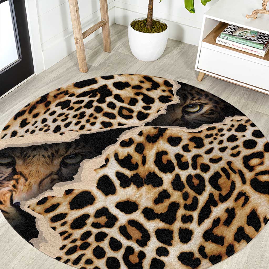 Afro Leopard Skin Pattern Round Carpet Version 02