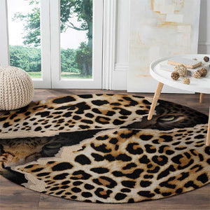 Afro Leopard Skin Pattern Round Carpet Version 02