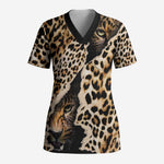 Africa Leopard Skin Pattern Scrub Top Version 02