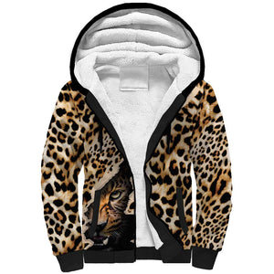 Afro Leopard Skin Pattern Sherpa Hoodie Version 02