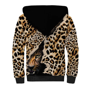 Afro Leopard Skin Pattern Sherpa Hoodie Version 02