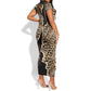 Afro Leopard Skin Pattern Short Sleeve Bodycon Dress Version 02 LT9