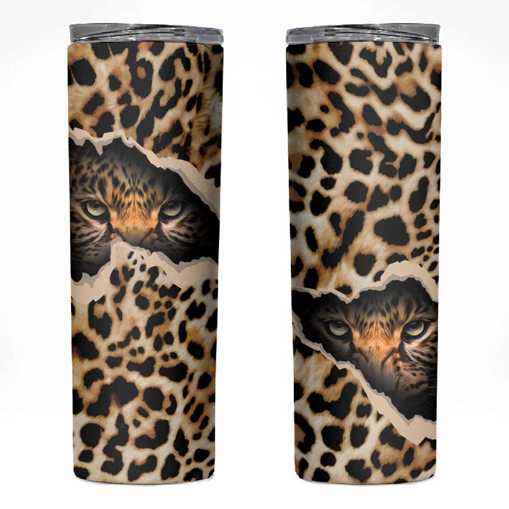 Afro Leopard Skin Pattern Skinny Tumbler Version 02