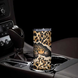 Afro Leopard Skin Pattern Skinny Tumbler Version 02