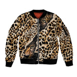 Afro Leopard Skin Pattern Sleeve Zip Bomber Jacket Version 02