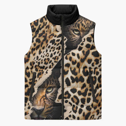 Africa Leopard Skin Pattern Sleeveless Puffer Jacket Version 02