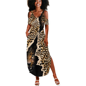 Afro Leopard Skin Pattern Summer Maxi Dress Version 02