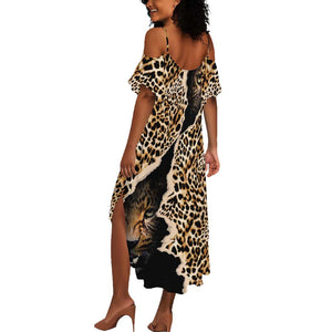 Afro Leopard Skin Pattern Summer Maxi Dress Version 02