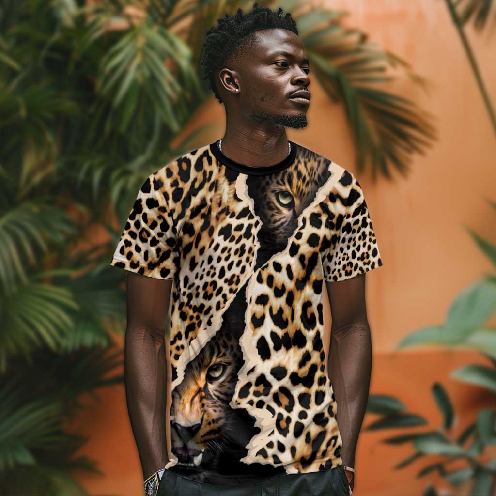 Afro Leopard Skin Pattern T shirt Version 02