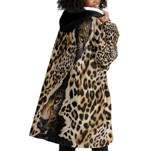 Afro Leopard Skin Pattern Wearable Blanket Hoodie Version 02