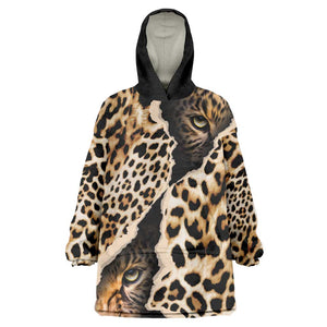 Afro Leopard Skin Pattern Wearable Blanket Hoodie Version 02