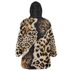 Afro Leopard Skin Pattern Wearable Blanket Hoodie Version 02