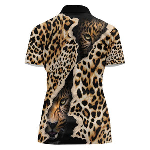 Afro Leopard Skin Pattern Women Polo Shirt Version 02