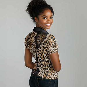 Afro Leopard Skin Pattern Women Polo Shirt Version 02