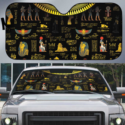 Ancient Egypt and Hieroglyphs Auto Sun Shade