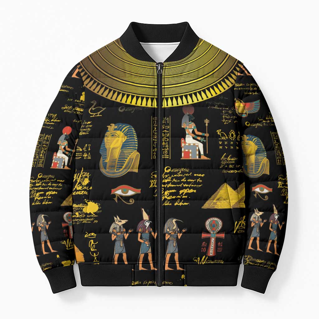 Ancient Egypt and Hieroglyphs Bomber Puffer Jacket