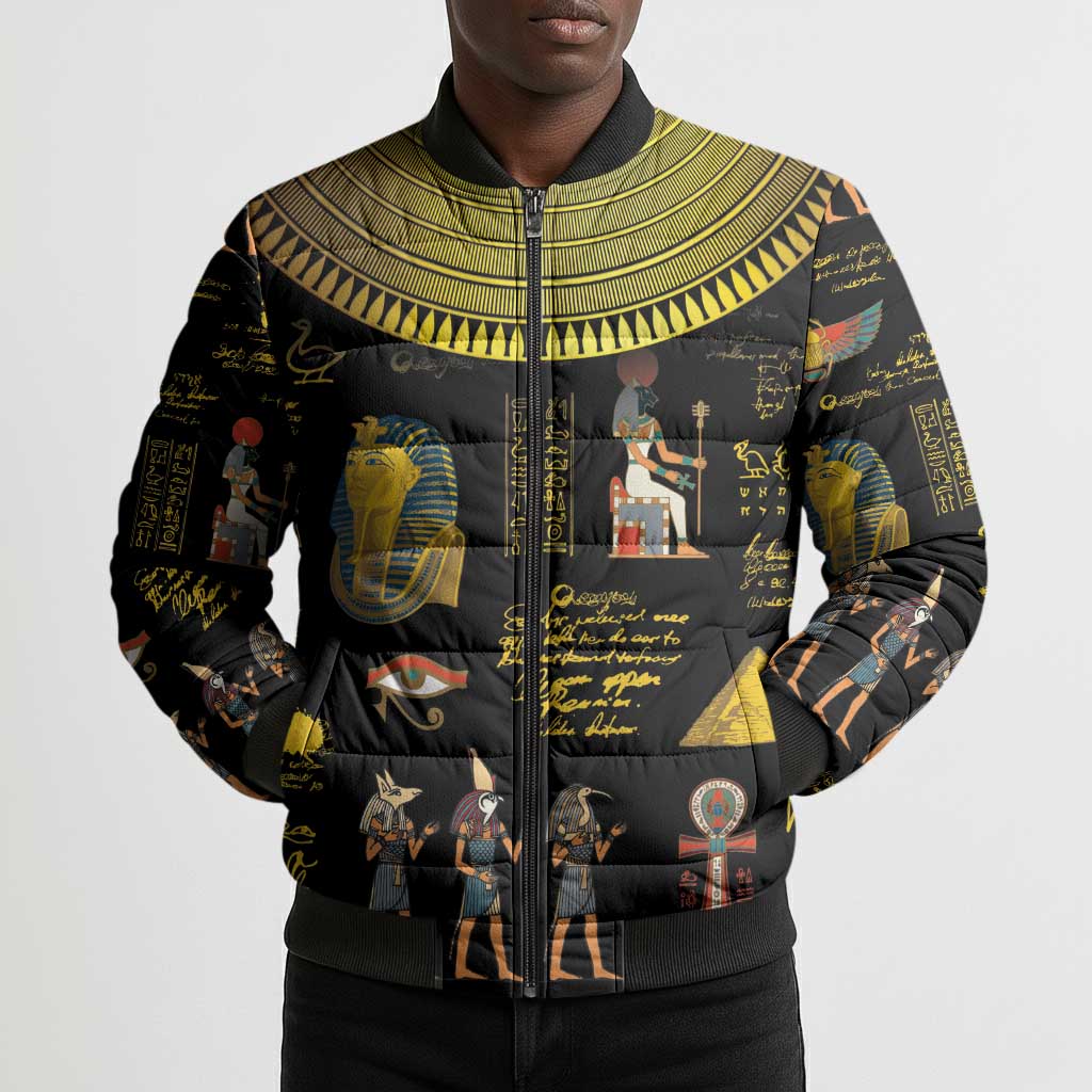 Ancient Egypt and Hieroglyphs Bomber Puffer Jacket