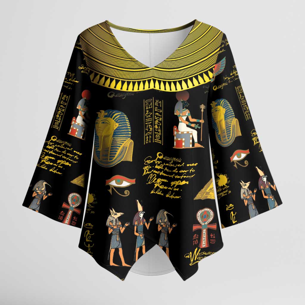 Ancient Egypt and Hieroglyphs Kimono Sleeve Blouse
