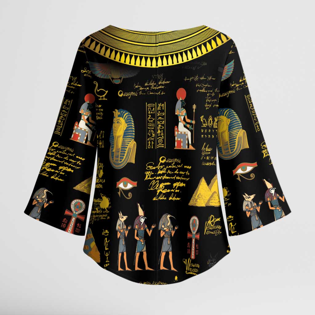 Ancient Egypt and Hieroglyphs Kimono Sleeve Blouse
