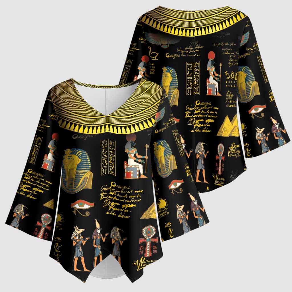 Ancient Egypt and Hieroglyphs Kimono Sleeve Blouse