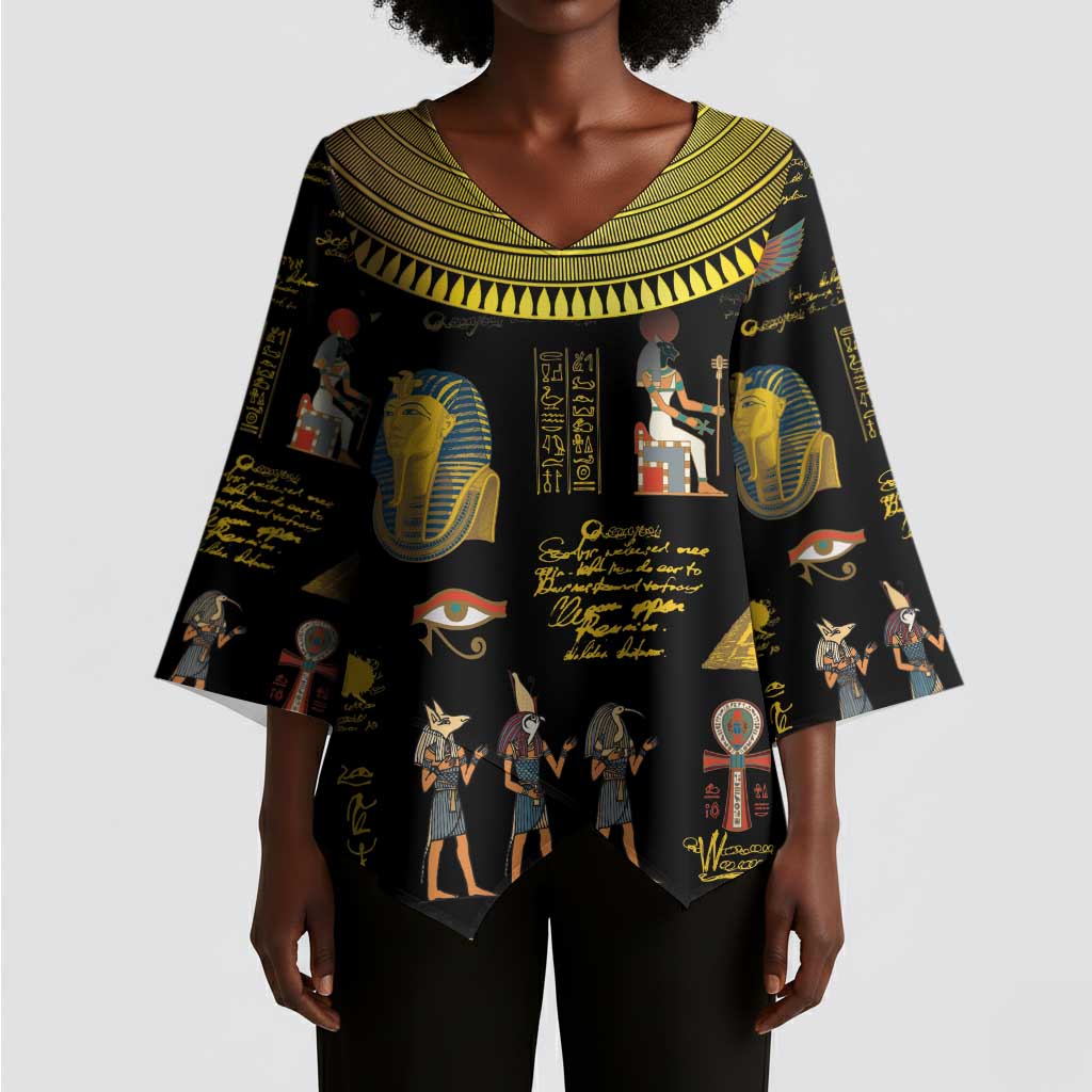 Ancient Egypt and Hieroglyphs Kimono Sleeve Blouse