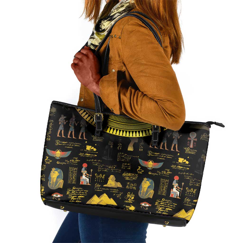 Ancient Egypt and Hieroglyphs Leather Tote Bag