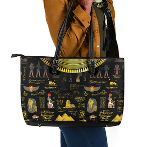 Ancient Egypt and Hieroglyphs Leather Tote Bag