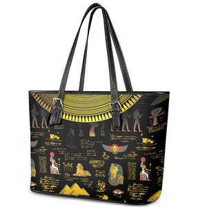 Ancient Egypt and Hieroglyphs Leather Tote Bag