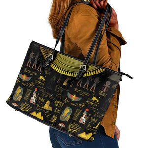 Ancient Egypt and Hieroglyphs Leather Tote Bag