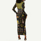 Ancient Egypt and Hieroglyphs Long Sleeve Bodycon Dress LT9