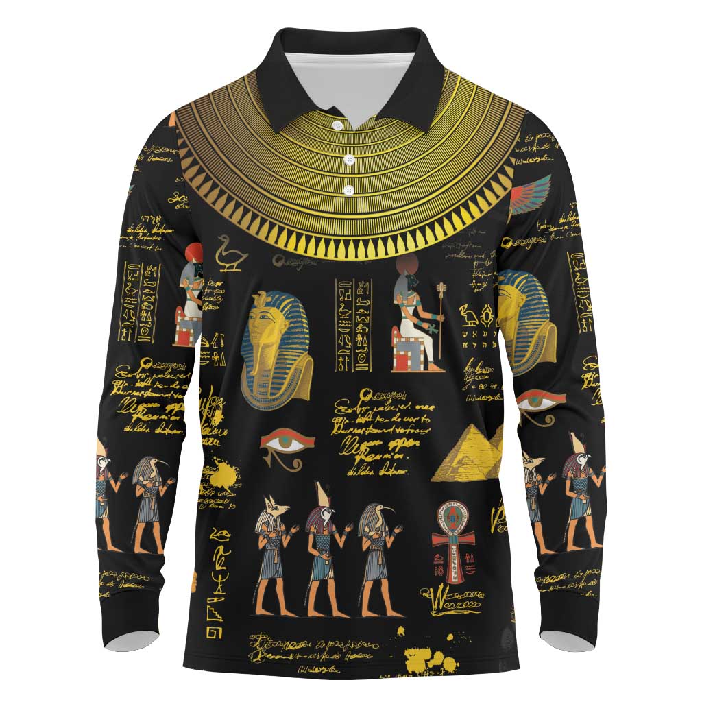 Ancient Egypt and Hieroglyphs Long Sleeve Polo Shirt