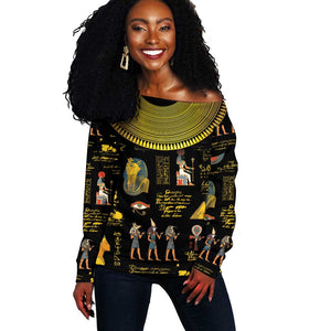 Ancient Egypt and Hieroglyphs Off Shoulder Sweater