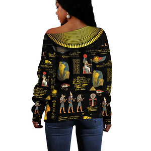 Ancient Egypt and Hieroglyphs Off Shoulder Sweater