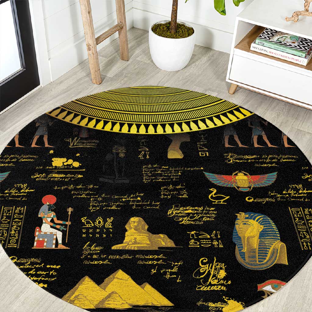 Ancient Egypt and Hieroglyphs Round Carpet