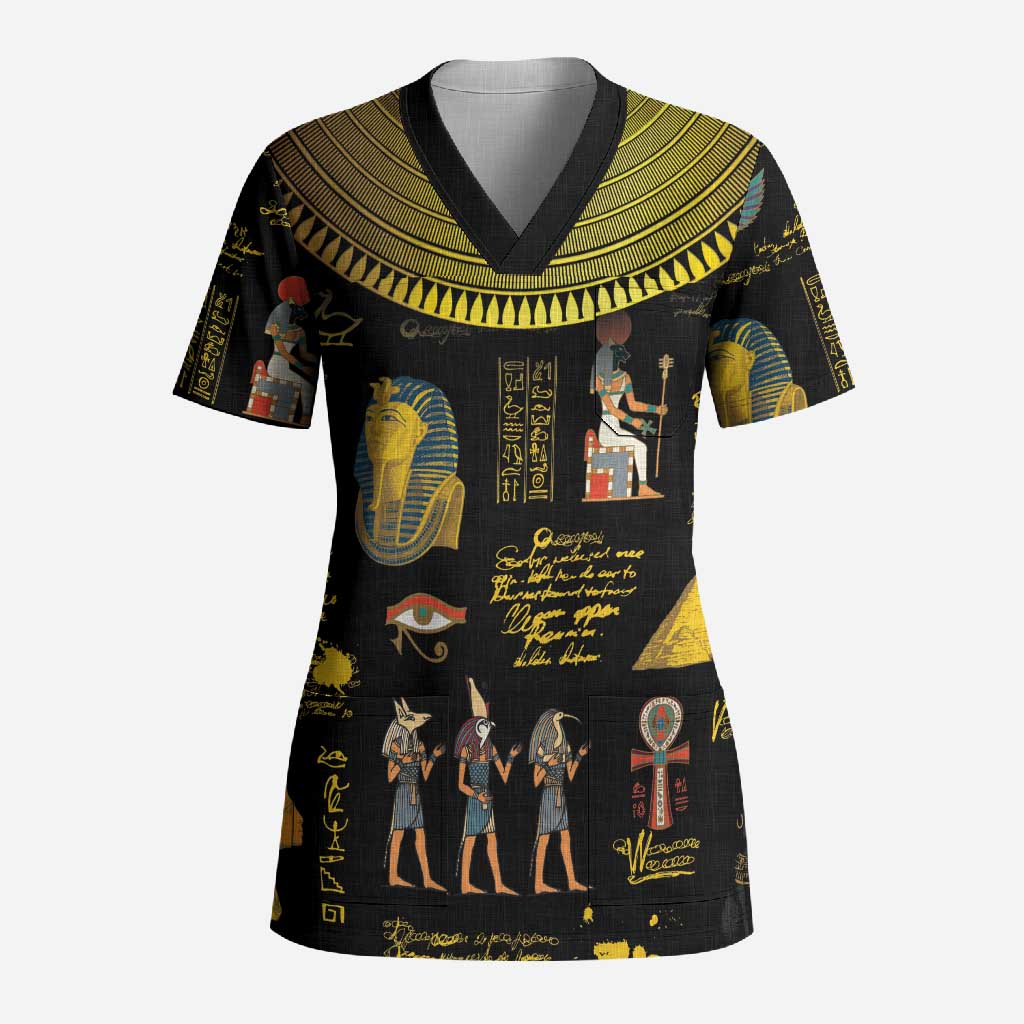 Ancient Egypt and Hieroglyphs Scrub Top