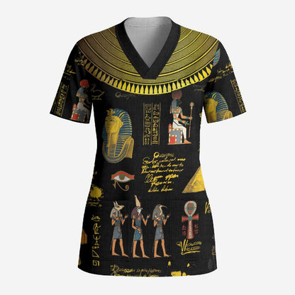 Ancient Egypt and Hieroglyphs Scrub Top