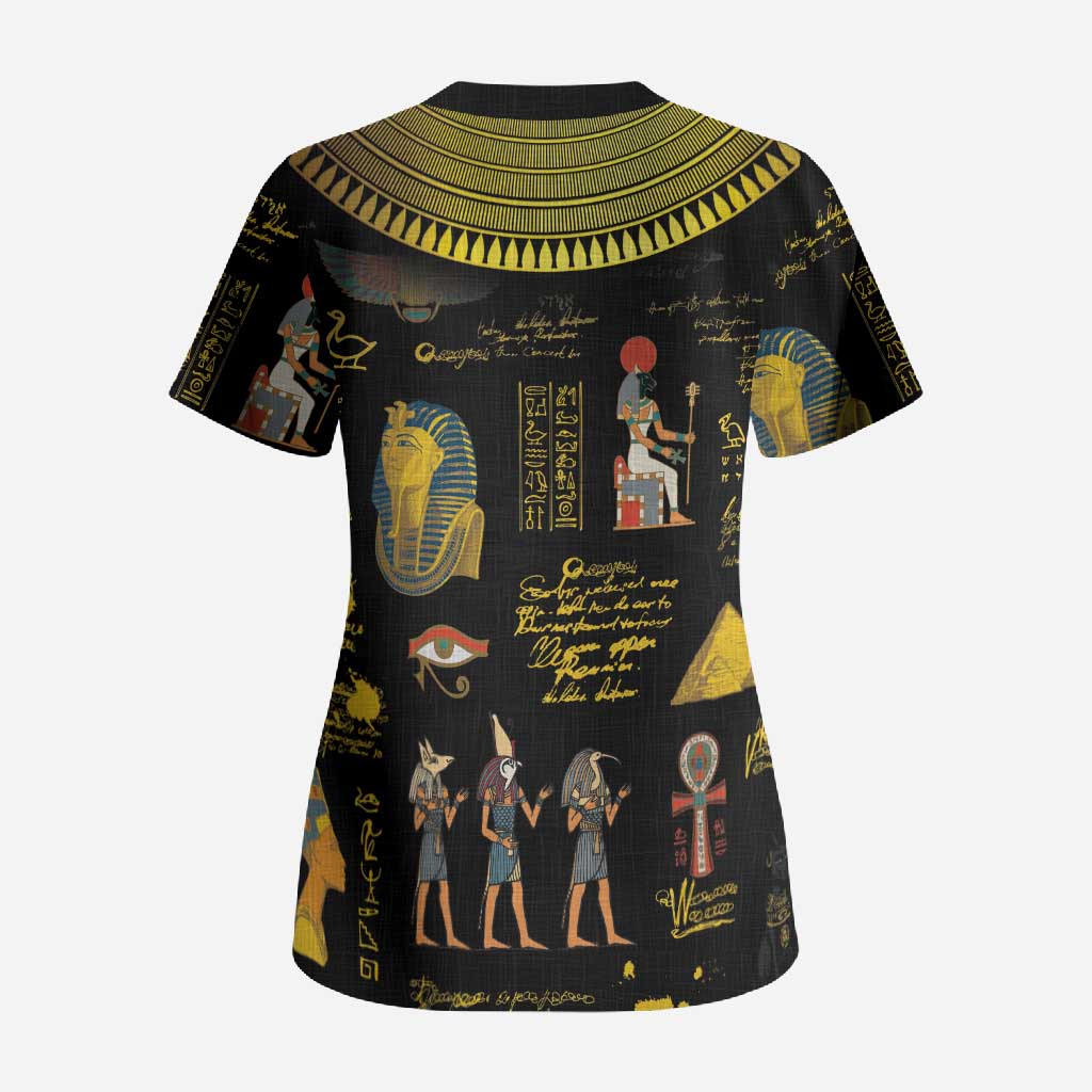 Ancient Egypt and Hieroglyphs Scrub Top