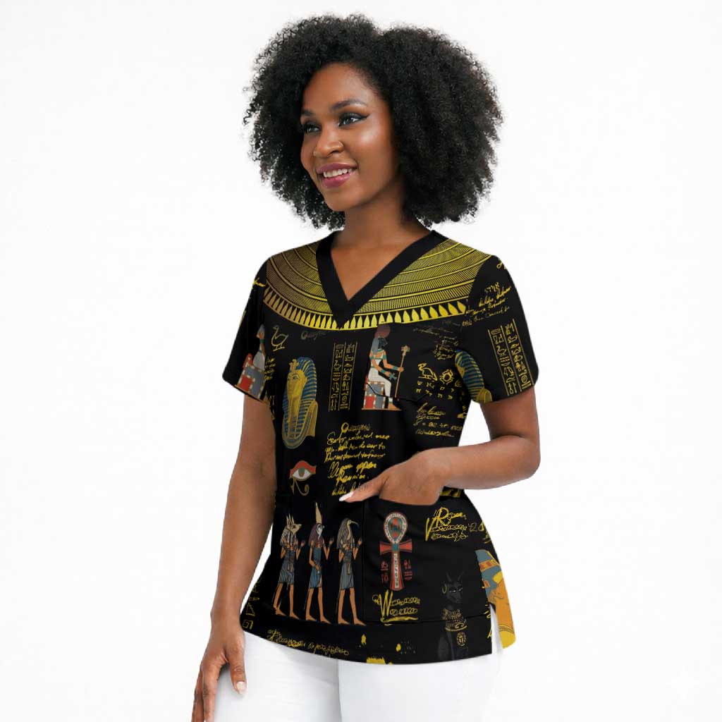 Ancient Egypt and Hieroglyphs Scrub Top