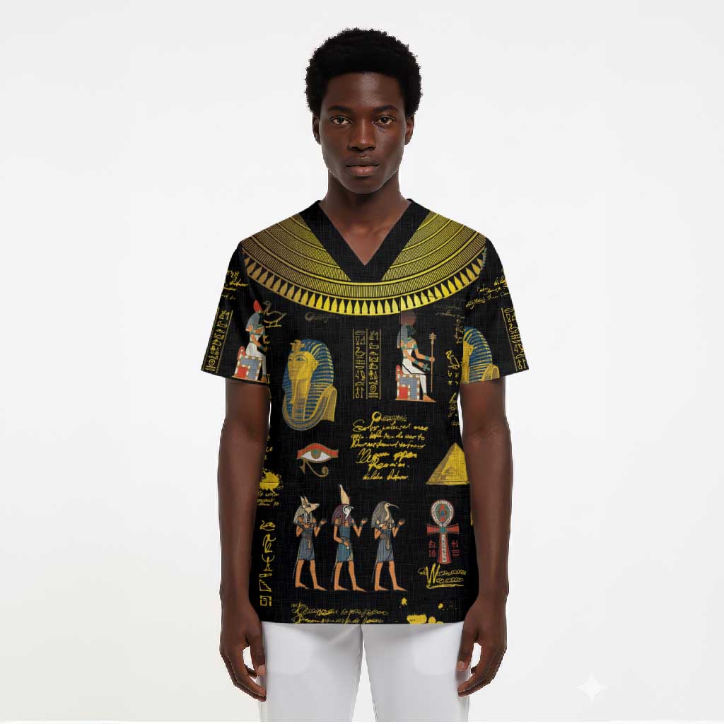 Ancient Egypt and Hieroglyphs Scrub Top