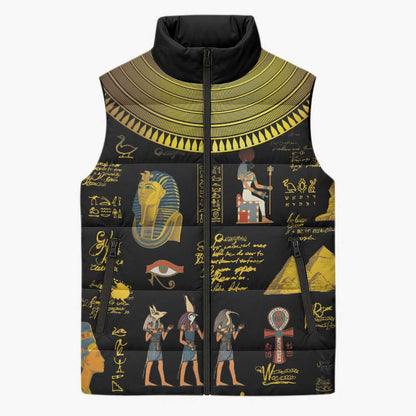 Ancient Egypt and Hieroglyphs Sleeveless Puffer Jacket