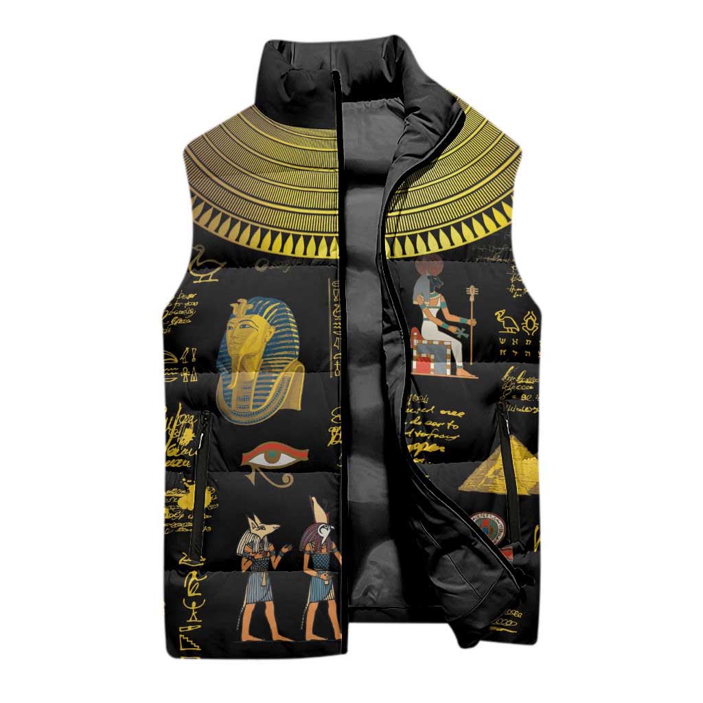 Ancient Egypt and Hieroglyphs Sleeveless Puffer Jacket