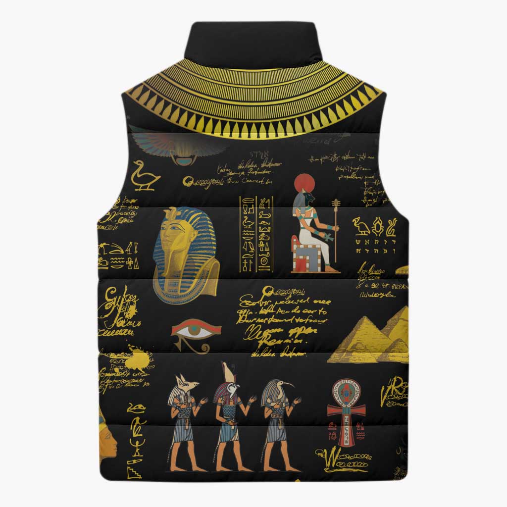 Ancient Egypt and Hieroglyphs Sleeveless Puffer Jacket