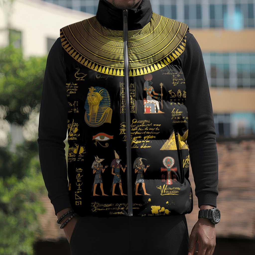 Ancient Egypt and Hieroglyphs Sleeveless Puffer Jacket