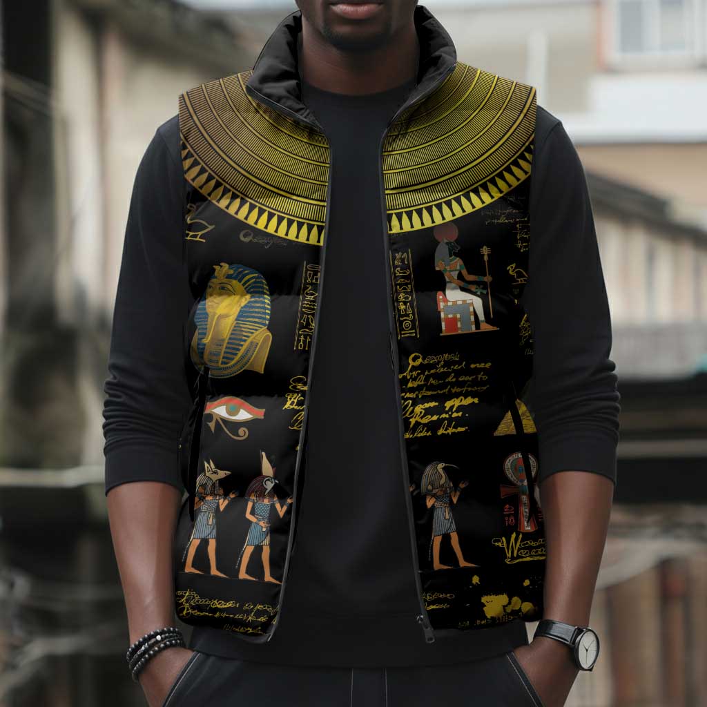 Ancient Egypt and Hieroglyphs Sleeveless Puffer Jacket