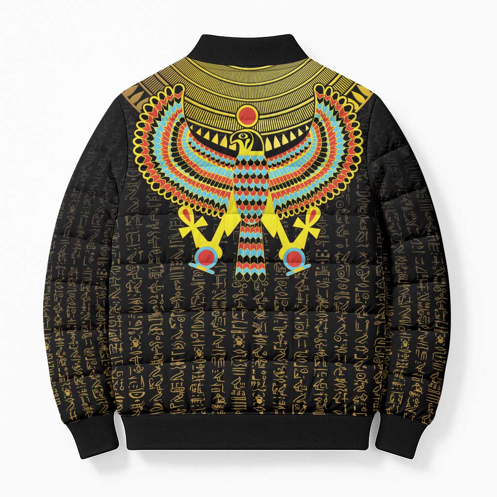 Ancient Egyptian Bomber Puffer Jacket Symbol of Horus The Falcon God