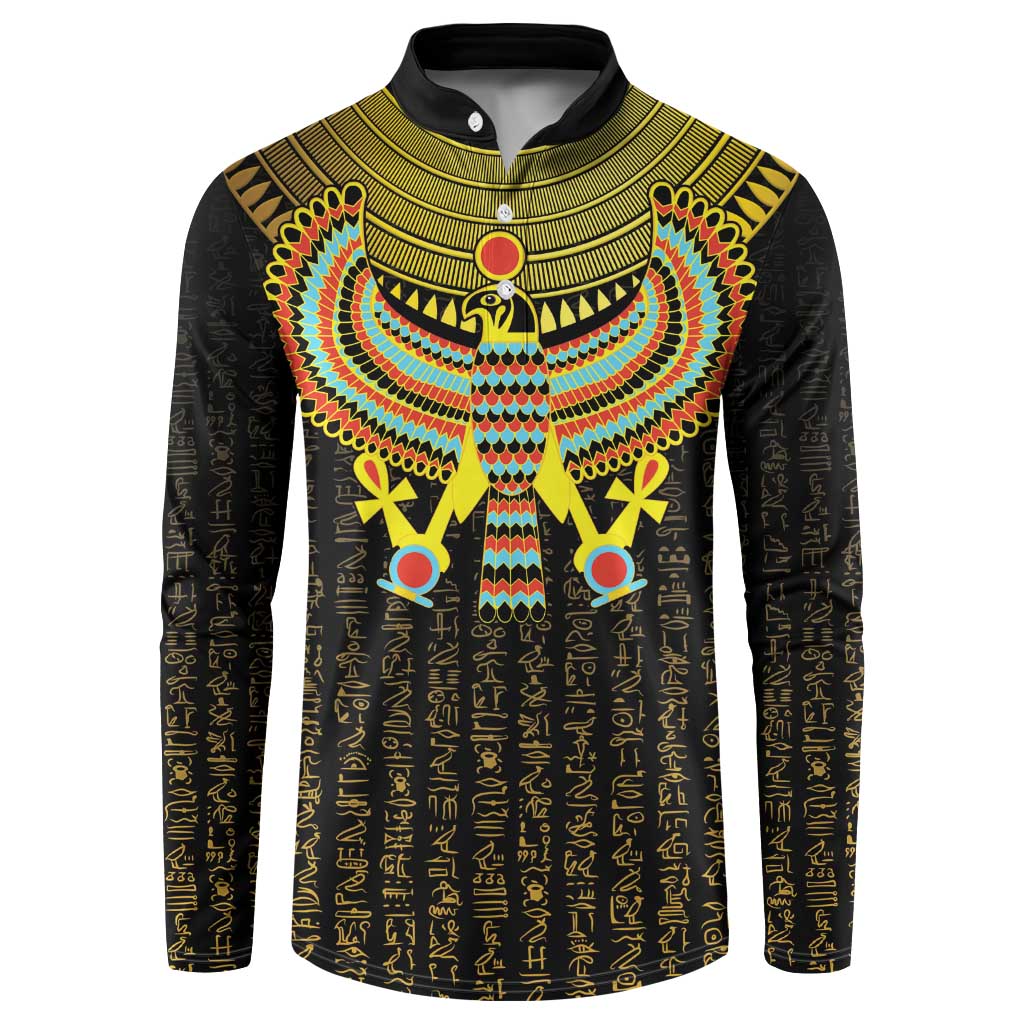 Ancient Egyptian Button Sweatshirt Symbol of Horus The Falcon God