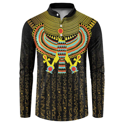 Ancient Egyptian Button Sweatshirt Symbol of Horus The Falcon God