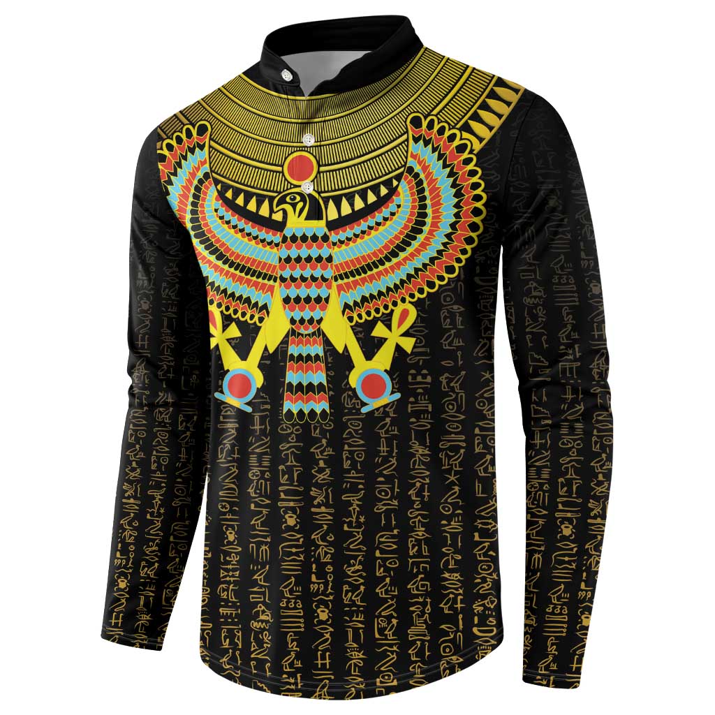 Ancient Egyptian Button Sweatshirt Symbol of Horus The Falcon God
