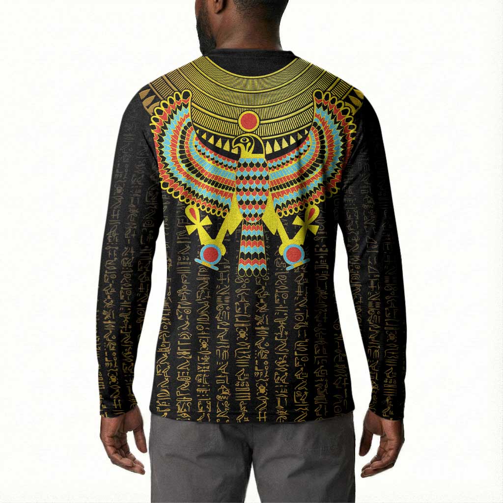 Ancient Egyptian Button Sweatshirt Symbol of Horus The Falcon God